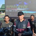 Pangdam IM dan Kapolda bersama Parjurit TNI Polri Kompak Berdampingan Olah raga dan Halal Bihalal bersama di Lapangan Blang Padang.